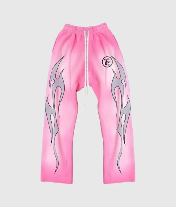 Hellstar Studios Flame Sweatpants Pink 1