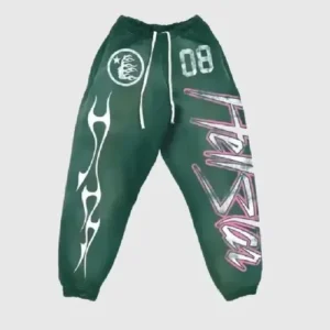 Unisex Green Hellstar Flame Flare Sweatpants